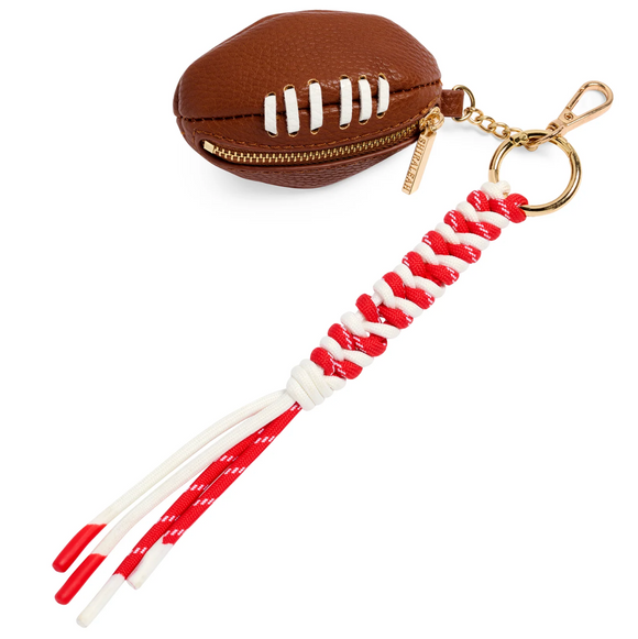 Shiraleah SL 02-CA-003RE Football Bag Charm/Key Ring, Red/White