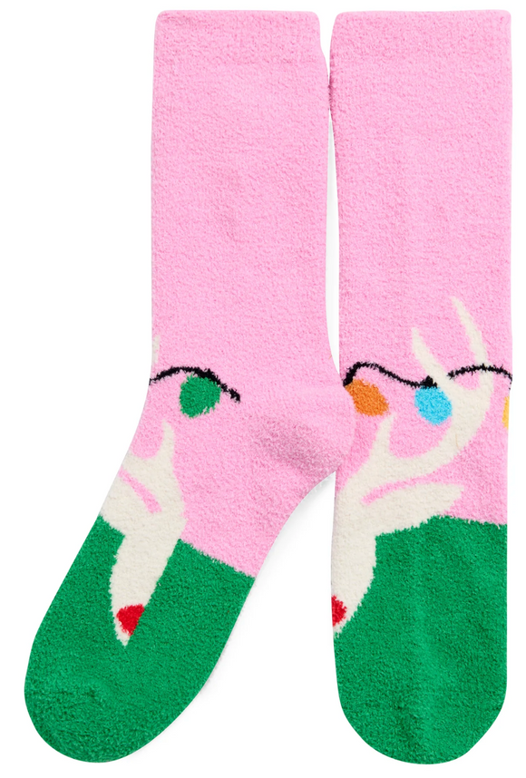 Shiraleah SL 35-97-080PI Reindeer Socks, Pink