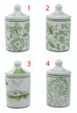 Hazel Mazel HM0444Ax Hand-Stamped Green Stoneware Spice Jar w/Pattern - 4 Styles
