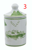 Hazel Mazel HM0444Ax Hand-Stamped Green Stoneware Spice Jar w/Pattern - 4 Styles