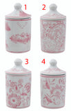 Hazel Mazel HM0445Ax Hand-Stamped Pink Stoneware Spice Jar w/Pattern - 4 Styles