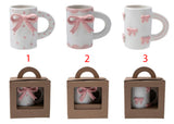 Hazel Mazel HM0488A Stoneware Mug w/3D Bow 14oz - 3 Styles