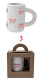 Hazel Mazel HM0488A Stoneware Mug w/3D Bow 14oz - 3 Styles