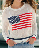 Shiraleah 26 04-CD-10xWH American Flag Mesh Sweater - 2 Sizes