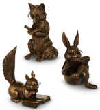 Raz Imports 26 4611346x Antique Gold Reading Forest Friends, 6.25in - 3 Styles