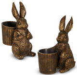 Raz Imports 26 4611350x Antique Gold Bunny with Basket - 2 Styles
