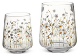 Raz Imports 26 4671275x Wild Daisy Pattern Glass Containers, 6.5in - 2 Sizes