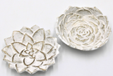 TradeCie 26 HD7129x Cast Iron Flower Dishes, White with Gold Wash, 5in - 2 Styles