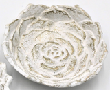 TradeCie 26 HD7129x Cast Iron Flower Dishes, White with Gold Wash, 5in - 2 Styles