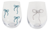 Mud Pie 26 44600138x Bow Beaded Wine Glasses - 2 Styles