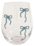 Mud Pie 26 44600138x Bow Beaded Wine Glasses - 2 Styles