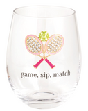Mud Pie 26 44600147x Tennis Jewel Wine Glasses - 2 Styles