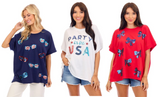 Mud Pie 26 85100249x Americana Sparkle Top - 3 Styles