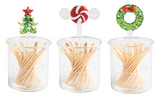 Mud Pie 26 40430054x Glass Toothpick Caddy Set - 3 Styles