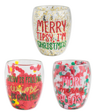 Mud Pie 26 44600158x Holiday Confetti Wine Glass 11oz - 3 Styles