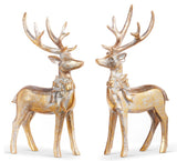 Raz Imports 26 4312129 7" Aged Gold Deer with Bow Ornament - 2 Styles