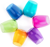 Pop Design 26 JEWEL-STEMLESSxx Unbreakable Acrylic Stemless Wine Glasses, 16oz