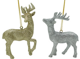 Transpac 26 TC04959x Resin Glitter Reindeer Ornament - 2 Colors