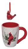 Transpac 26 TC02927x Cardinal Mug w/Figural Ornament - 3 Styles