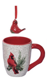 Transpac 26 TC02927x Cardinal Mug w/Figural Ornament - 3 Styles