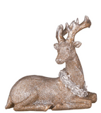 Transpac 26 Y1821 Resin Glitter Sitting Reindeer - 2 Styles