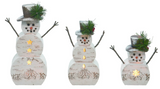 Transpac 26 Y8451x Resin Light Up Birch Snowman Figures - 3 Sizes
