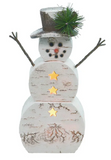 Transpac 26 Y8451x Resin Light Up Birch Snowman Figures - 3 Sizes