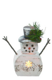 Transpac 26 Y8451x Resin Light Up Birch Snowman Figures - 3 Sizes