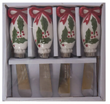Transpac 26 TC06013 Dolomite Noel Holly Spreaders Set of 4