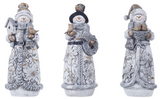 Transpac 26 Y0375 Resin Glitter Snowman Figure 10in - 3 Styles
