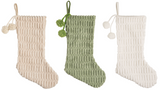 Transpac 26 TC03852x Fabric Stocking w/Pom Pom - 3 Colors