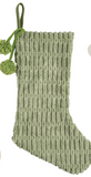 Transpac 26 TC03852x Fabric Stocking w/Pom Pom - 3 Colors