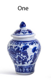 Two's Company TC 53604-20x Bamboo and Rose Mini Ginger Jar with 20 Bamboo Picks Blue and White Floral Patterns - 3 Styles