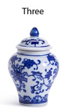 Two's Company TC 53604-20x Bamboo and Rose Mini Ginger Jar with 20 Bamboo Picks Blue and White Floral Patterns - 3 Styles