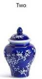 Two's Company TC 53604-20x Bamboo and Rose Mini Ginger Jar with 20 Bamboo Picks Blue and White Floral Patterns - 3 Styles