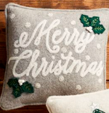 Mud Pie MP 41601036x Mini White Christmas Felted Pillow - 3 Styles