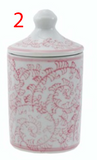 Hazel Mazel HM0445Ax Hand-Stamped Pink Stoneware Spice Jar w/Pattern - 4 Styles