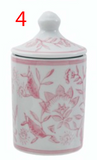 Hazel Mazel HM0445Ax Hand-Stamped Pink Stoneware Spice Jar w/Pattern - 4 Styles