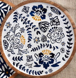 Mud Pie MP 4070036x Indigo Round Wood Tray - 2 Sizes