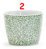 Two's Company 26 54363-20x Countryside Green Cachepot Hand-Painted Porcelain - 6 Designs