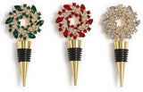 Two's Company 26 82889xx Holiday Wreath Jeweled Bottle Stoppers - 3 Colors