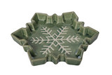 Transpac 26 TC0677x Dolomite Green Snowflake Platter - 2 Sizes