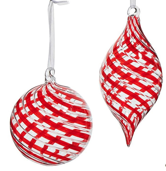 Raz Imports RZ 4524558x Red Swirl Ornament, 4in - 2 Styles