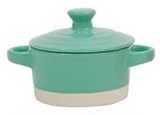 Creative Co-Op CCOP DA4211A  Round Stoneware Mini Baker w/ Lid 3-1/4"