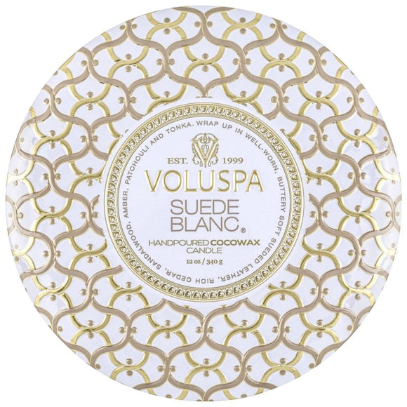 Voluspa 8121 Suede Blanc 3 Wick Tin