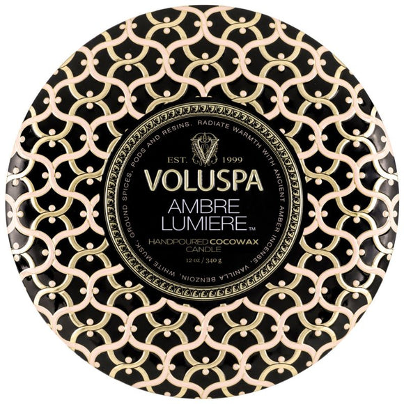 Voluspa 8222 Ambre Lumiere 3 Wick Tin