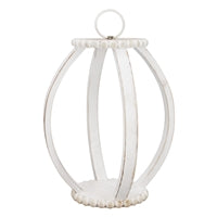 Wing Tai Trading WTT WAF34659 BEADED WHITEWASHED CURVED LANTERN - TS