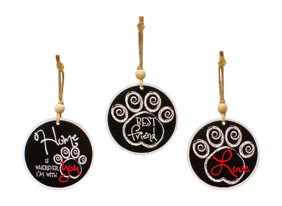 Wing Tai Trading WTT WXF26216xx Wooden Blackboard Pawprint Ornament - 3 Styles