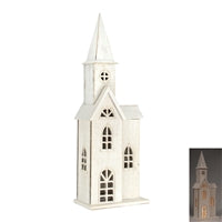 Wing Tai Trading WTT WXF43170 WHITEWASHED LIGHTED WOOD CHURCH