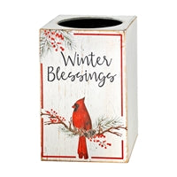 WING TAI TRADING WTT WXF43756 WINTER BLESSINGS CARDINAL CANDLE HOLDER